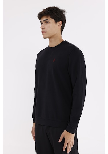 Rowinger Modal Karışımlı Yumuşak Dokulu Rahat Kalıp Esnek Kullanım Sunan Sweatshirt Black