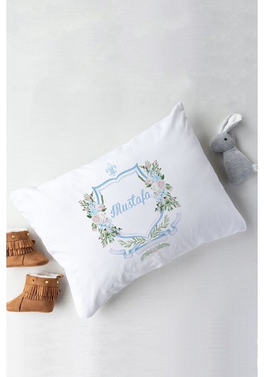 Lilabio %100 Organik Isme Özel Isimli 10lu Hastane Çıkışı Mavili Çiçek Ekru