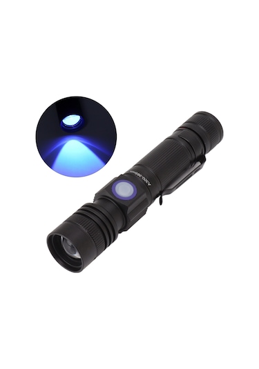 Konesam 365nm Uv El Feneri, Usb Şarjlı, Teleskopik Odaklanabilir, Ipx4 Su Geçirmez, Alüminyum Gövde, Evcil Hayvan İdrisi/parça Tespiti Işığı 18650 Pil Dahil