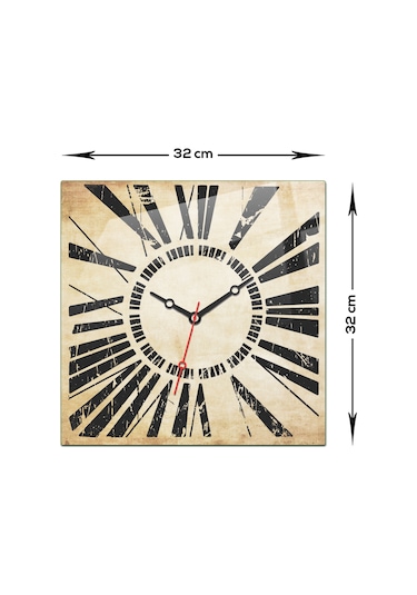 Cam Duvar Saati Roma Rakamlı Retro 32cm X 32cm Retro