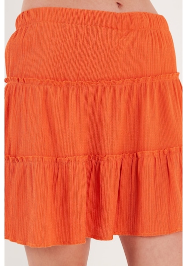 Lela Beli Lastikli Mini Bayan Şort Etek 5865038 Oranj
