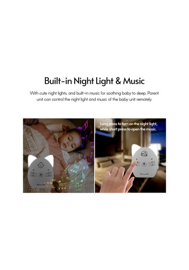 Qingmipy Kablosuz Bebek İzleme Cihazı - Gece Işığı, Müzik Ve İki Yönlü Konuşma Özellikli