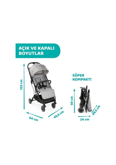 Chicco Trolley Me Bebek Arabası Ligth Grey