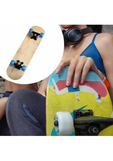 Homyl Çocuklar Boş Kaykay Güvertesi Ahşap Kendin 43cmx13cm Ahşap Rengi Çok Renkli