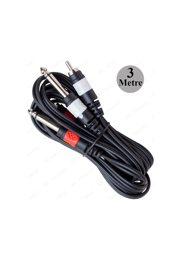 2x 6.35 mm 1/4 Erkek Jack to 2x RCA Erkek Ses Kablosu 3 Metre