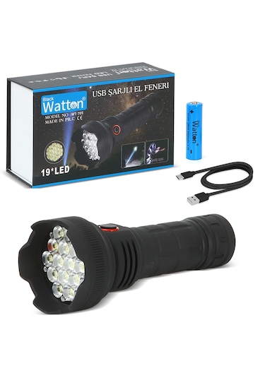 Watton Wt-705 19 Led 5 Mod Geniş Açı El Feneri Siyah