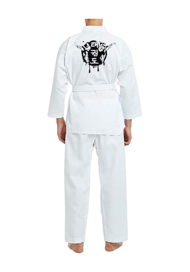 Dizispor Top Glory Fitilli Beyaz Yaka Baskılı A20 Taekwondo Elbisesi Dobok Beyaz