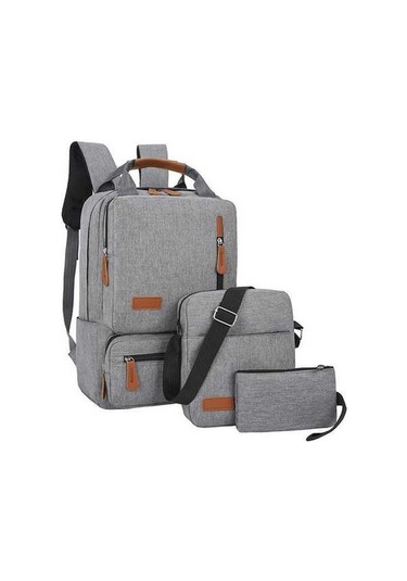 Novahub 3 Parçalı Laptop Çantası Seti - Seyahat, Okul Ve İş İçin Şık Ve Fonksiyonel Gri, Çanta Kombinasyonu Gri