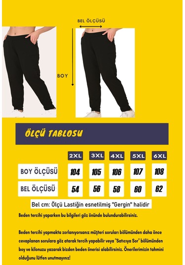 Trendhill Kadın Siyah İki İplik Büyük Beden Eşofman Altı Edy5610b Siyah