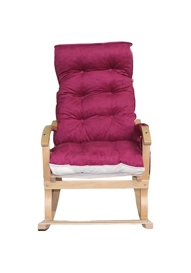 Mobildeco Erciyes Bordo/Krem Çift Renkli Cepli Sallanan Sandalye Ceviz