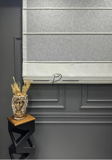 Katlamalı Keten Perde Eko Şantuklu Foldet Keten Ekru Renk Ekru