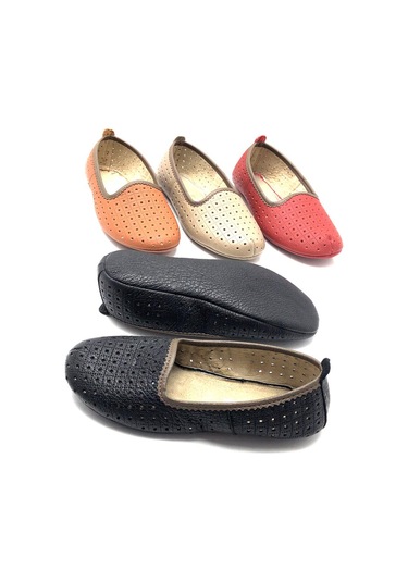 Hakiki Deri Hava Alabilir Delikli Siyah Renk Hac Umre Tavaf Patiği Ve Ev Ayakkabısı Siyah