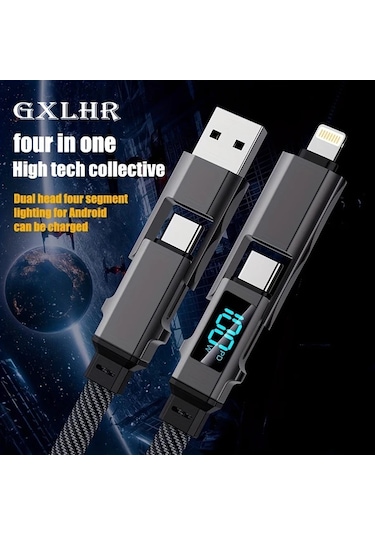 Honeybeeshop 2 Adet 100 Cm 100w Usb A Type C Lightning 4ü 1 Arada Hızlı Şarj Kablosu İphone Uyumlu Samsung Xiaomi İçin