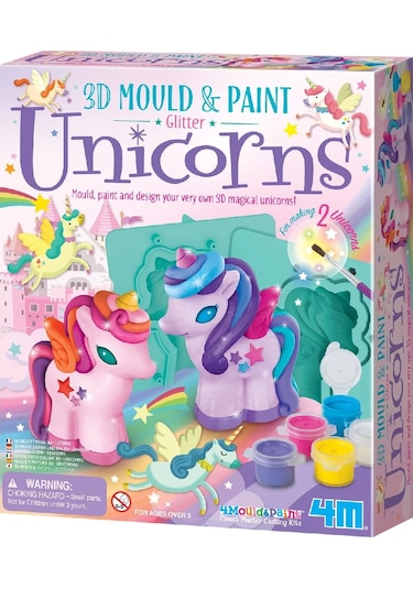 Eğitici Çocuk Boyama Seti 3D Unicorn Kalıp ve Parıltılı