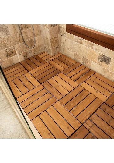 Pafu Sunsoe Fin Çamı Balkon Bahçe Ahşap Yer Döşemesi Karo Deck 30x30 Cm - 1 Adet 0,09m2