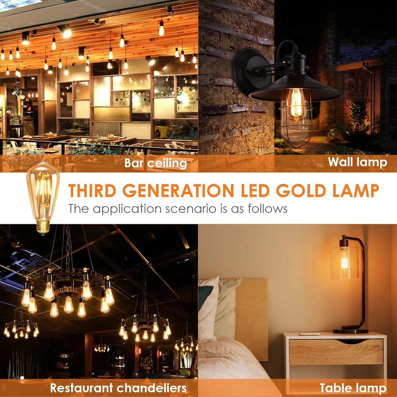 Youmex 5 Adet E27 Vintage Edison Led Ampul, Dimmable 4w 350lm, Nostaljik St64 Şekli, Enerji Verimli Islak Beyaz Işık