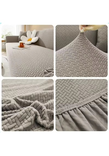 Upmall Tuğla Desen Koltuk Örtüsü Çekyat Kılıfı 3311 Takım Vizon