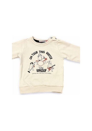Cantoy Erkek Bebek Winter Yazılı Pamuklu Sweatshirt-14658 Gri