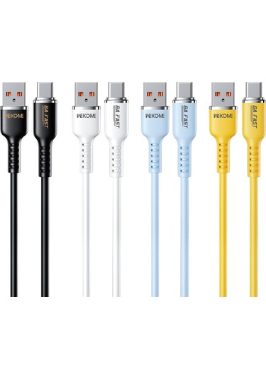 Wk Wdc-09a 6a Usb Usb-c / Tip-c Silikon Veri Kablosu, Uzunluğu: 1.2m Beyaz