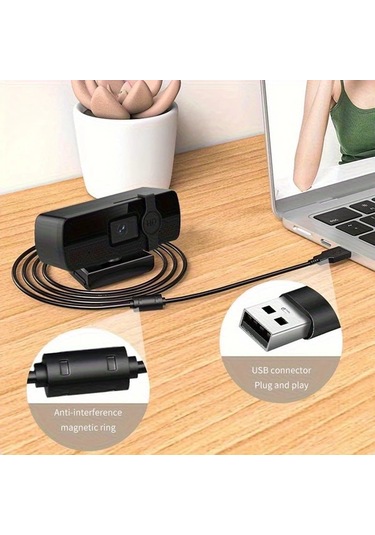 Xuweiwei Black- Hotu Usb Web Kamera Otomatik Odaklama 4k Video 360 Derece Döner Taban Pc Laptop Uyumlu