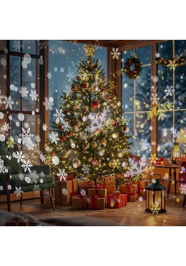 Sones Kar Tanesi Projeksiyon Lambası Film Desenli Tatil Atmosfer Işığı Beyaz Diğer