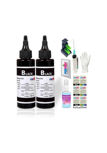 HP 652 Siyah Kartuş Uyumlu Dolum Mürekkebi 2X100 ML