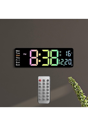 Didadodo Suntek Dijital Duvar Saati Sıcaklık Ve Tarih Hafta, Saatölçer Siyah