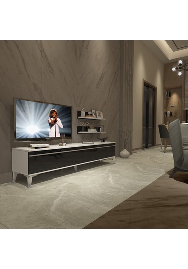 Decoraktiv Eko 4 Mdf Std Silver Tv Ünitesi Tv Sehpası Beyaz - Siyah