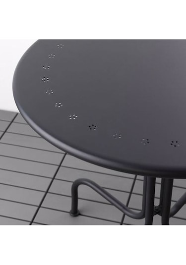 Yuvarlak Balkon-bahçe Masası Gri, Meridyendukkan 70 Cm Lackö Masa 2-4 Kişilik Metal
