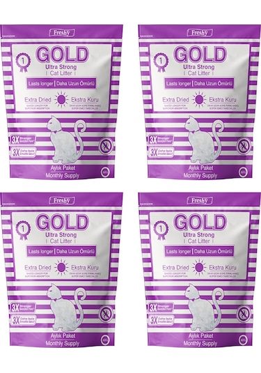 Freshy Gold Ultra Strong Silika Kristal Kedi Kumu 4 x 3800 ML
