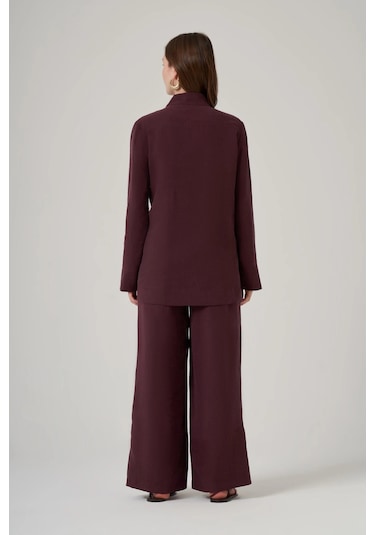 Nuss 1054 Cep Taş İşlemeli Pantolonlu Takım - Mürdüm Mürdüm