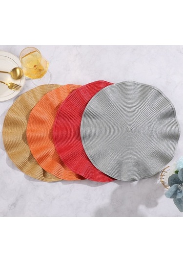 Ulzyvf Yuvarlak Yuvarlak Servisi, Önleyici Mutfak Matı, Mat, Masa Haşlanma Gümüş Gümüş Dalga Amerikan Bt Gümüş