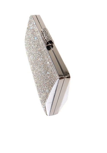 Taşlı Clutch Abiye Çanta Gümüş