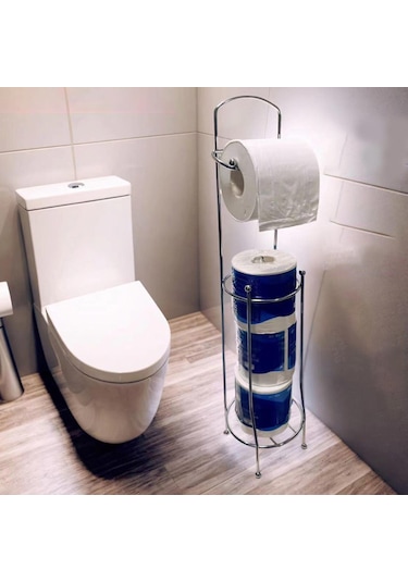 Suntek Dikey Tuvalet Kağıdı Tutucu Kağıt Rulo Pratik Demir Gümüş