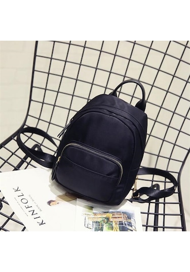 Lebıhmurah Wbp1504 Kadın Mini Sırt Çantası Naylon Omuz Okul Seyahat Çantası Küçük Rahat Sırt Çantası Tote Siyah Moda Gri - Siyah