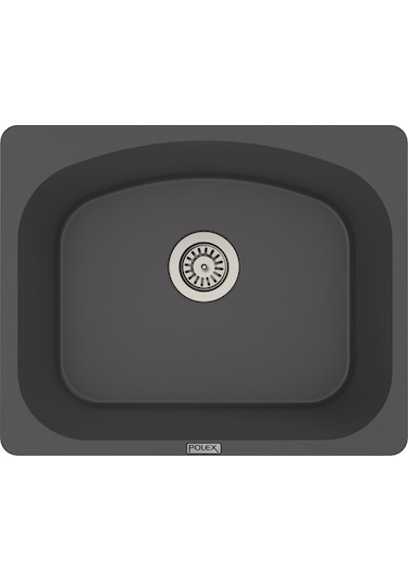 Polex Cristalüx Granit Evye P-OL60 Antrasit Tezgah Altı Ve Tezgah Üstü Kare Mutfak Evyesi 60x49.5 CM