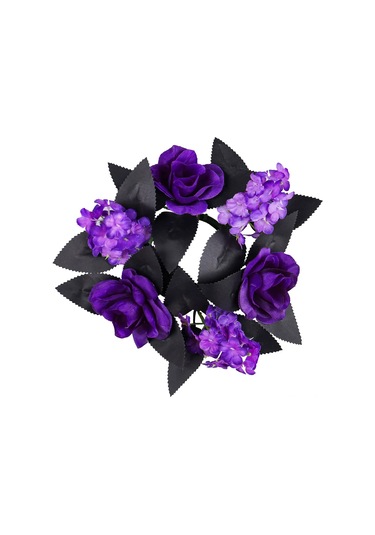 Yifomall Halloween Mor Gül Mumlu Çiçek Ağı Table Dekorasyonu: Simülasyon Çiçekli Süs Çemberi Stüdyo Vibe Oluşturucu Alet