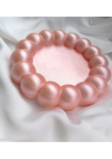 Pembe Sedefli Bubble Dekoratif Tabak Sunumluk Takı Tabağı
