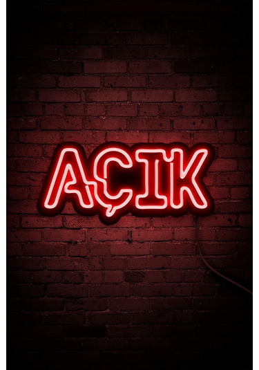 Açık Yazısı Neon Led Dükkan - İşyeri - Kapı Yazısı Kırmızı Kırmızı