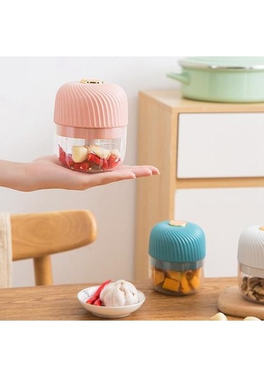 Elektrikli Sarımsak Kıyıcı Usb Mini Mutfak Masher Sebze İçin, 350 Ml Ginger Biber Presler İçin Sağlam Gıda Mavi Antrasit