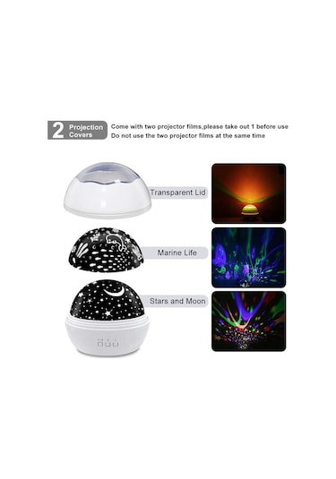 Gece Lambası Romantik Dönen Yıldızlı Gökyüzü Projeksiyon Lambası Usb Bebek Uyku Lambası Mavi Mavi