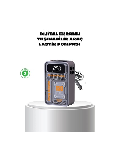 Taşınabilir Kablosuz Hava Pompası 150 Psı Güçlü Basınç Ve 6000mah Şarjlı