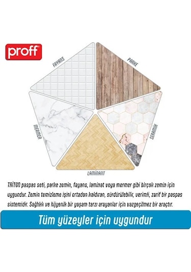 Proff Yeni Triton 170 Spin Mop Temiz Kirli Su Tanklı Temiz Su Kapasitesi 2 L