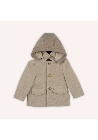 Erkek Çocuk Kapüşonlu Kaşe Kaban Bej 2421bb28001-4946 001