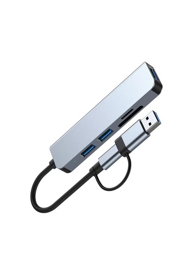 HEPU HP-B06 5in1 USB Type-C Girişli HUB Çoklayıcı Kart Okuyucu