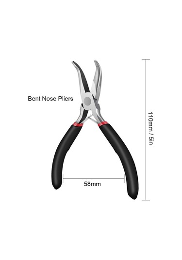 Ccgloball 2'li Paket Bükülmüş Zincirli Burun Pensesi Ve Işçiliği Ve Onarım Için Yuvarlak Burunlu Pense, Mücevher Yapımı Malzemeleri, Mücevher Pensesi