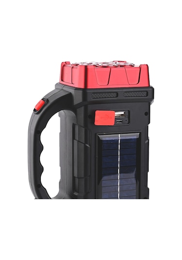 Powermaster Hb 1678 Solarlı Usb Çıkışlı Şarj Edilebilir 38 Watt Kamp Feneri Siyah