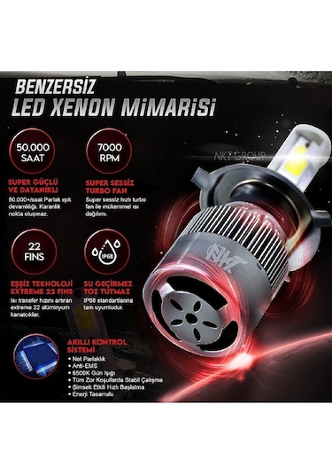 Kıa Bongo 2002-2016 H4 Uzun Kısa Nkt Led Şimşek Etkili Beyaz