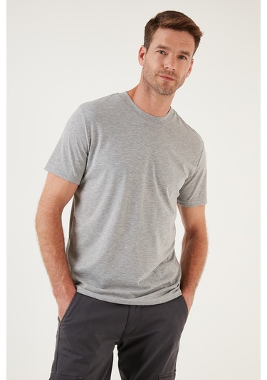 Buratti Pamuklu Regular Fit Bisiklet Yaka Basic Erkek T Shirt 59020201 Gri Melanj