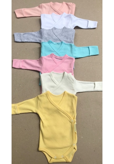 Özdemirlitekstil Bebelino Kız Bebek Çıtçıtlı Badi Kruvaze (7'Li Paket) Çok Renkli